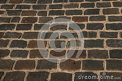 Close-up of stone sidewalk at sunset in Ghent Stock Photo