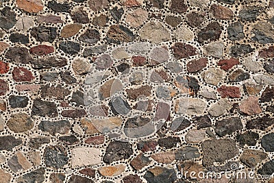 Stone wall of the aztec pyramid, Teotihuacan, Mexico Stock Photo