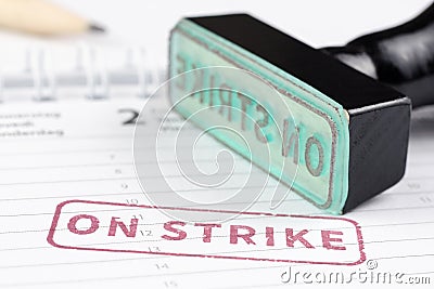 Close up of on strike stamp Stock Photo