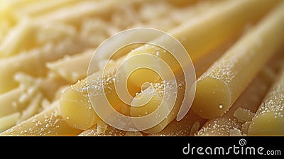Close-up of string cheese sticks with a playful composition Stock Photo
