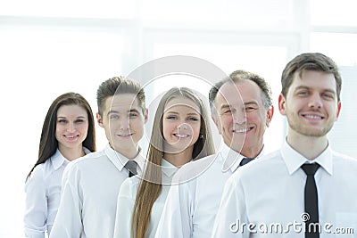 Close up. a successful group of employees standing in a row Stock Photo