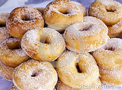 Close up sugar donuts Stock Photo