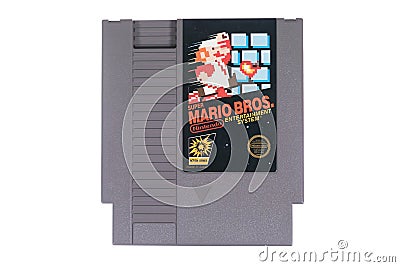 A Close-Up of a Super Mario Bros for the Nintendo NES Editorial Stock Photo