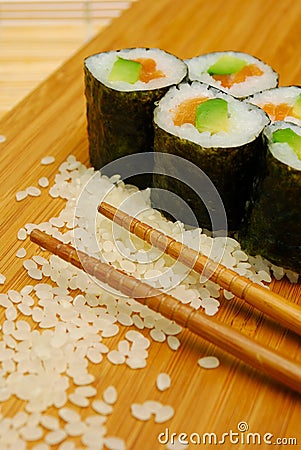 Close up of sushi rolls Stock Photo