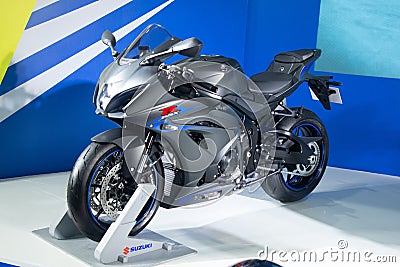 Thailand - Dec , 2018 : close up suzuki R GSX motorbike presented in motor expo Nonthaburi Thailand Editorial Stock Photo