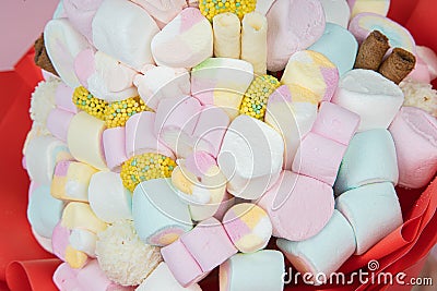 Close-up of sweets marshmallow. Bakery advertising concept, cooking secrets Stock Photo