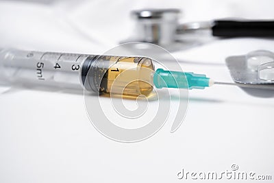 close-up of a syringe loaded with medicine Stock Photo