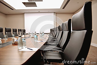 Close up table conference room interior Stock Photo