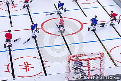 Close-up, table hockey, in nature. The concept of entertainment and attracting people to sports and active lifestyles Stock Photo