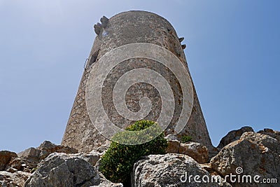 Close up of Talaia d'Albercutx watchtower, close to Cap de Formentor. Majorca, Spain. Stock Photo