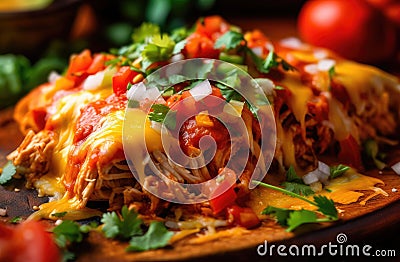 Tasty food of Mexican enchiladas. AI generated Stock Photo