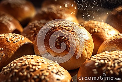 Close-up of tasty healthy artisan multigrain bread rolls Stock Photo