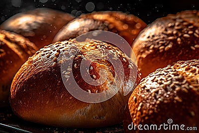 Close-up of tasty healthy artisan multigrain bread rolls Stock Photo