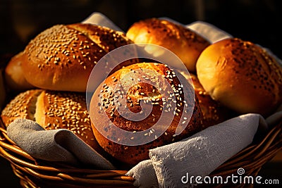 Close-up of tasty healthy artisan multigrain bread rolls Stock Photo