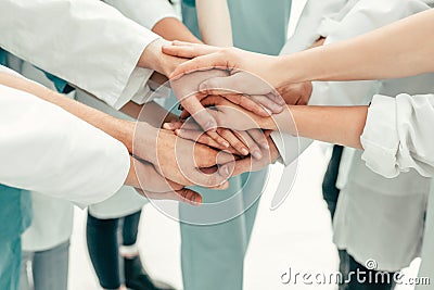 Close up. a team of medics showing their unity. Stock Photo