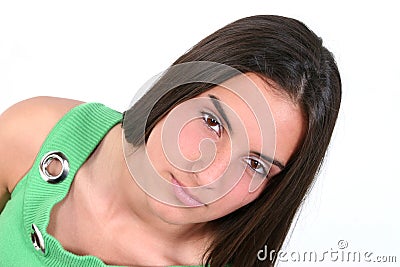 Close Up Of Teen With Serious Expression Stock Photo