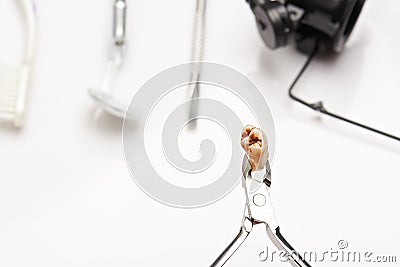 Close up of teeth with cavity Stock Photo