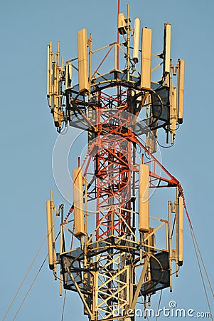 Close up on telecommunication antenna Stock Photo