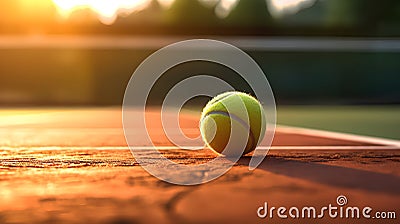 Close-up of a tennis ball on the background of a court with space for copying. Playing tennis. The concept of sports Stock Photo