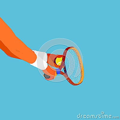 The tennis player is preparing to serve the ball Vector Illustration