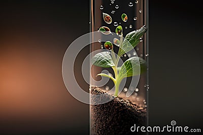 close-up of a test tube with the seeds germinating Stock Photo