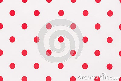 Textile fabric polka dot background white and red texture. Stock Photo