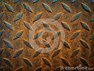 Close up texture background of rusty checker plate. Stock Photo