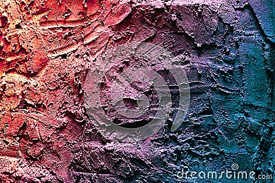 Close up texture of multicolor embossed plaster on the wall Stock Photo