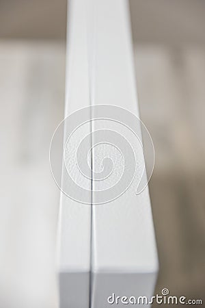 Close up texture view of premium authentic white genuine leather album box Stock Photo