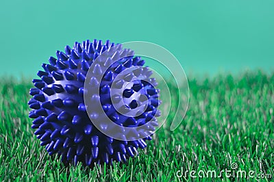 close up therapy ball for massage on grass background Stock Photo