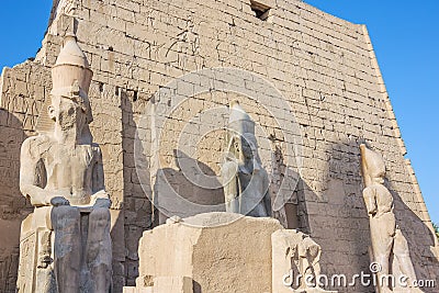 Close up of three the statue of Ramesses II Editorial Stock Photo