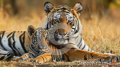 Tigress with her c ub Stock Photo