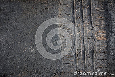 tire tracks truck on a mud Stock Photo