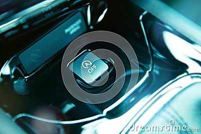 Close-up to automatic start/stop system button Stock Photo