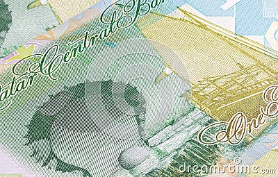 Close up to Riyal, banknotes of the kingdom of Katar or Qatar Stock Photo