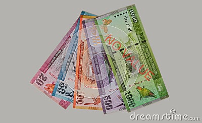 Close up to the Sri Lanka currency on white grey background Stock Photo