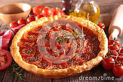 Tomato quiche and rosemary Stock Photo