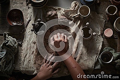 Female makes ceramic potter Stock Photo