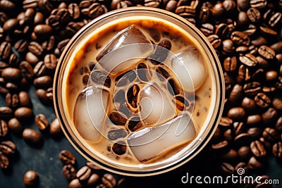 Close-up top view of ingredients Vietnamese iced coffee, Coffee. AI Generated Stock Photo