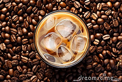 Close-up top view of ingredients Vietnamese iced coffee, Coffee. AI Generated Stock Photo