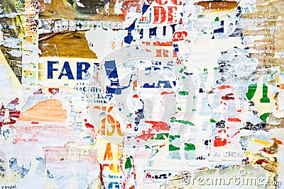 Close-up of torn adverts Stock Photo