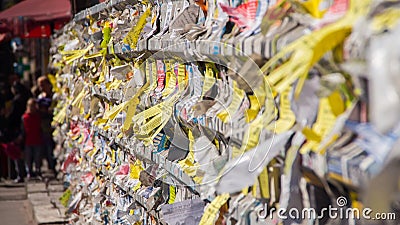Close-up of torn adverts on wall Editorial Stock Photo