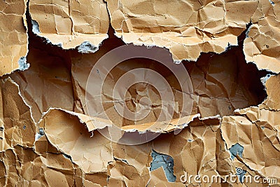 Textured Background of Torn, Crumpled Brown Paper for Artistic and Design Use Generative AI Stock Photo