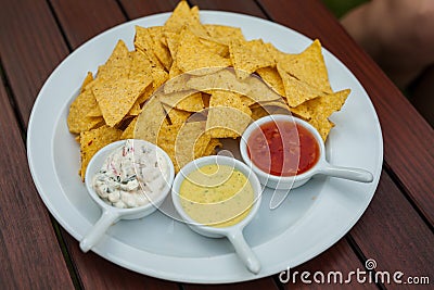 The close-up of tortilla-chips. Stock Photo