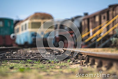 Close up of the train tracks Stock Photo