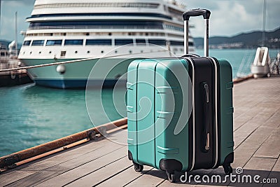 Close-up of a travel suitcase with a large liner in the background Stock Photo
