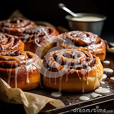 Close Up of Tray of Iced Doughnuts Stock Photo