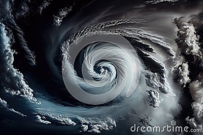 close-up of tropical cyclone, with clouds and wind in the background Stock Photo