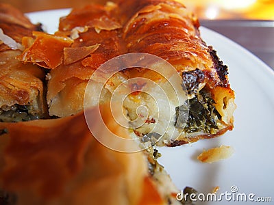 Close up of Turkish water pastry,cheese pastry, su boregi Stock Photo