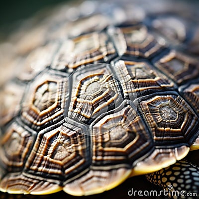 A close up of a turtle's shell, AI Stock Photo